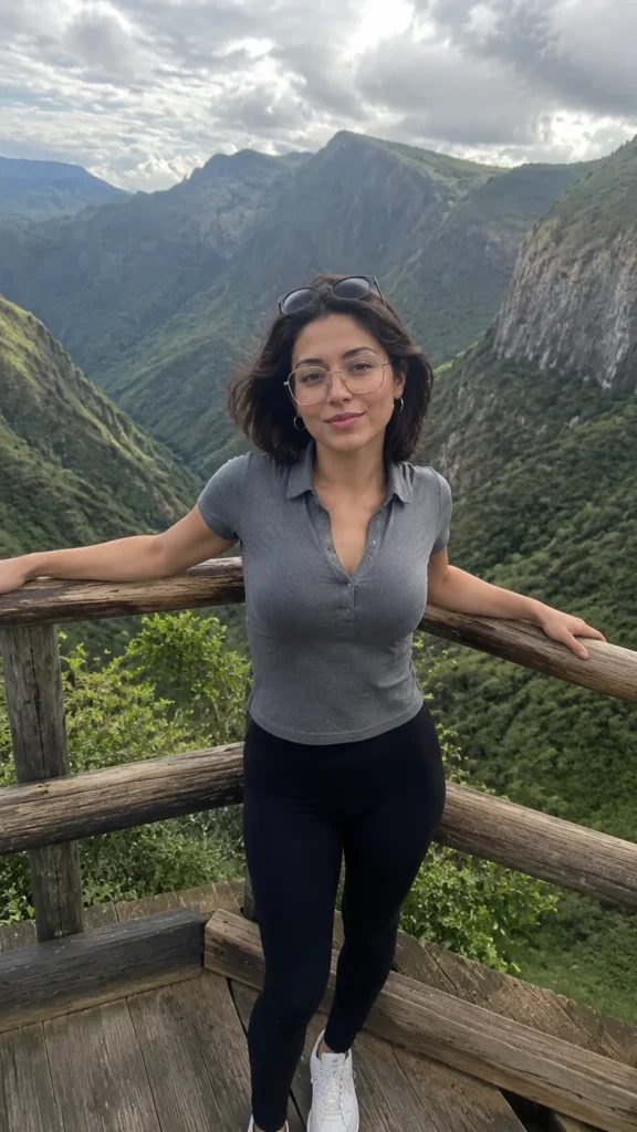 Standing near mountains w/ Polo tshirt