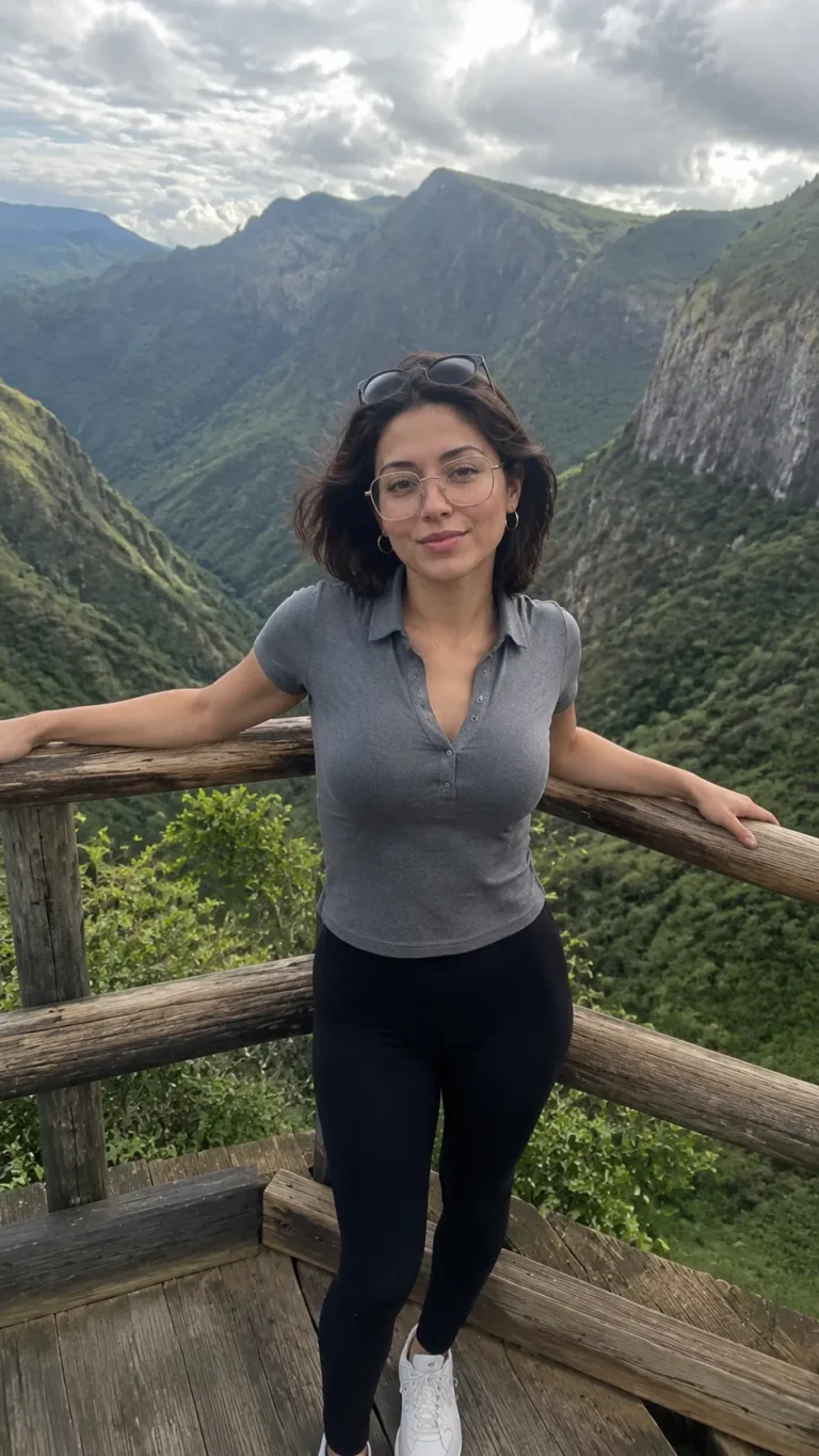 Standing near mountains w/ Polo tshirt